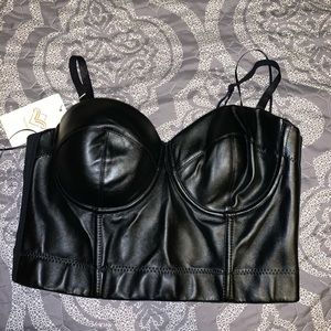 Black Leather Crop Top